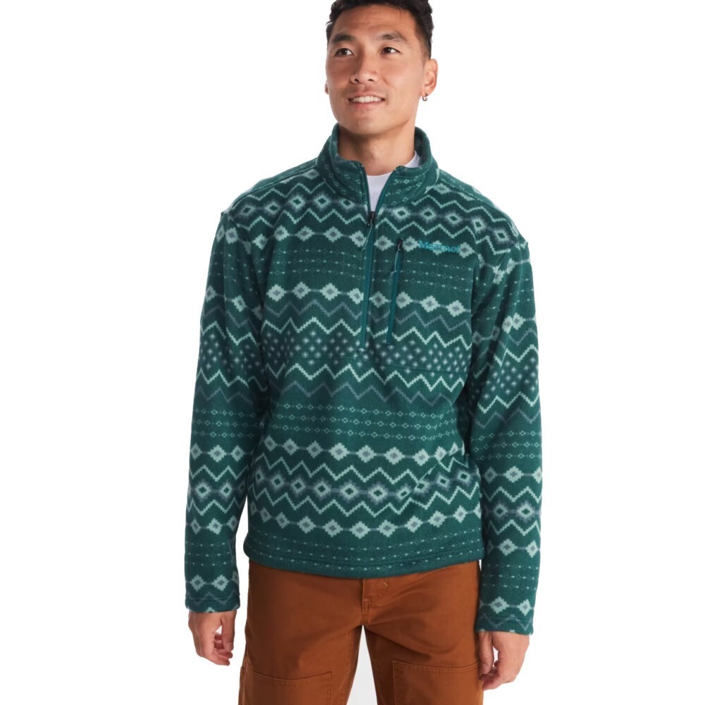 Marmot Heavyweight Printed 1/2-Zip Fleece Jacket Fair Isle Pullover XXL